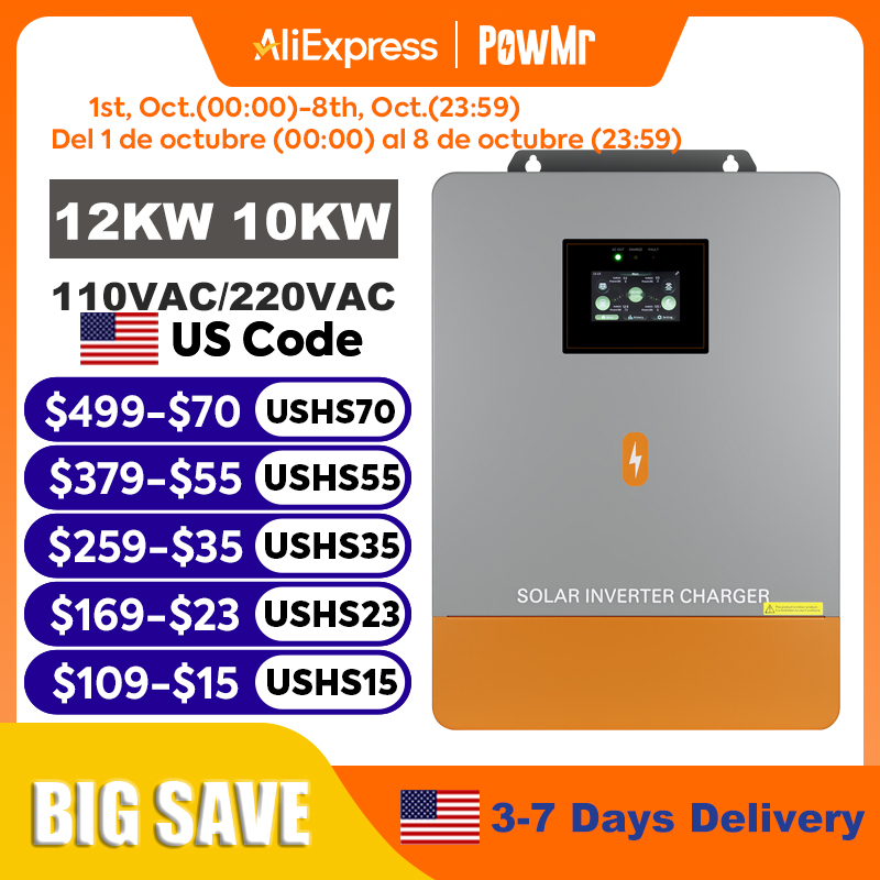Инвертор PowMr 12 кВт 10 кВт с – обзор и цена Split Phase Inverter 10Kw 110V 220V